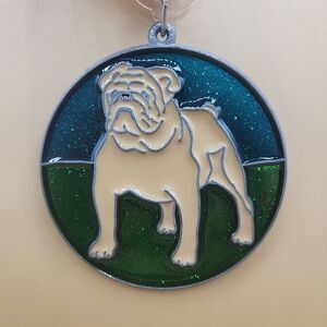 Window Suncatcher Bulldog Dog Sun C. Gallery 1998 Vtg 3.5" Makeit Bakeit Style